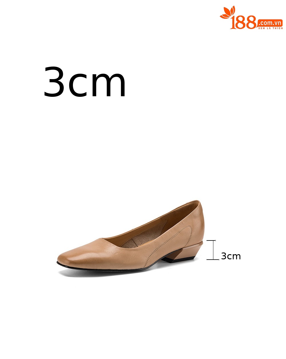 Giày cao gót nữ mũi vuông gót thấp 3 cm kiểu Pháp da bò — đen chi tiết 4