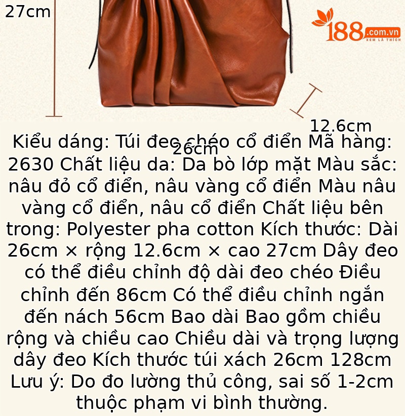 Túi đeo chéo nữ da bò phối màu cổ điển kiểu phong cầm — Nâu đỏ cổ điển, Nâu vàng cổ điển, Vàng nâu cổ điển, Nâu cổ điển chi tiết 3