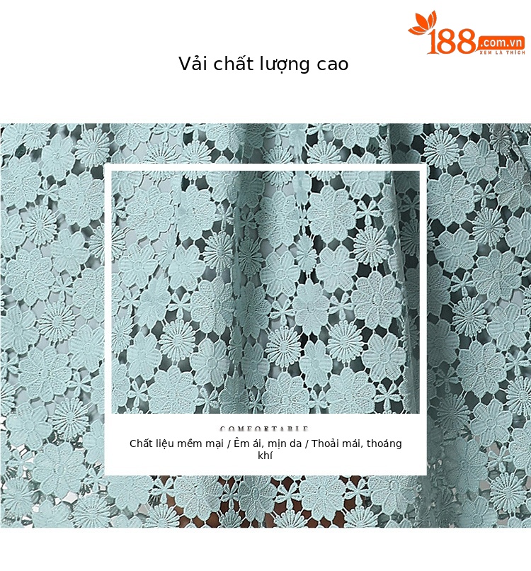 Đầm maxi nữ cổ V ren thắt eo tay ngắn họa tiết rỗng — màu đen, Rượu vang đỏ, màu hồng đậm, màu trắng chi tiết 57