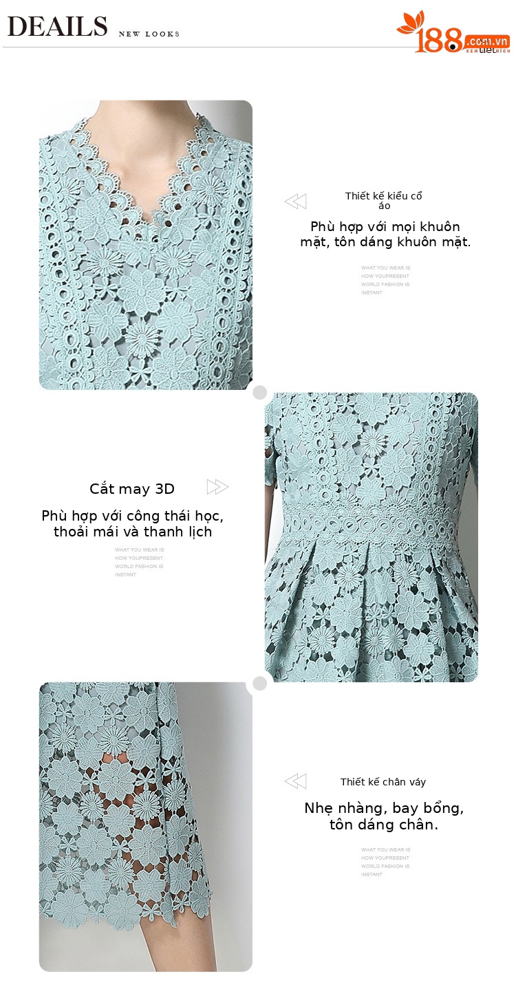 Đầm maxi nữ cổ V ren thắt eo tay ngắn họa tiết rỗng — màu đen, Rượu vang đỏ, màu hồng đậm, màu trắng chi tiết 60