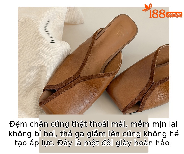 Dép sandal nữ da thật đầu vuông lộ ngón chân mùa hè — màu nâu, màu đen chi tiết 34