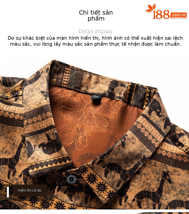 Áo sơ mi nam ngắn tay lụa Mulberry jacquard Hương Vân Sa — Cà phê 2657 chi tiết 14