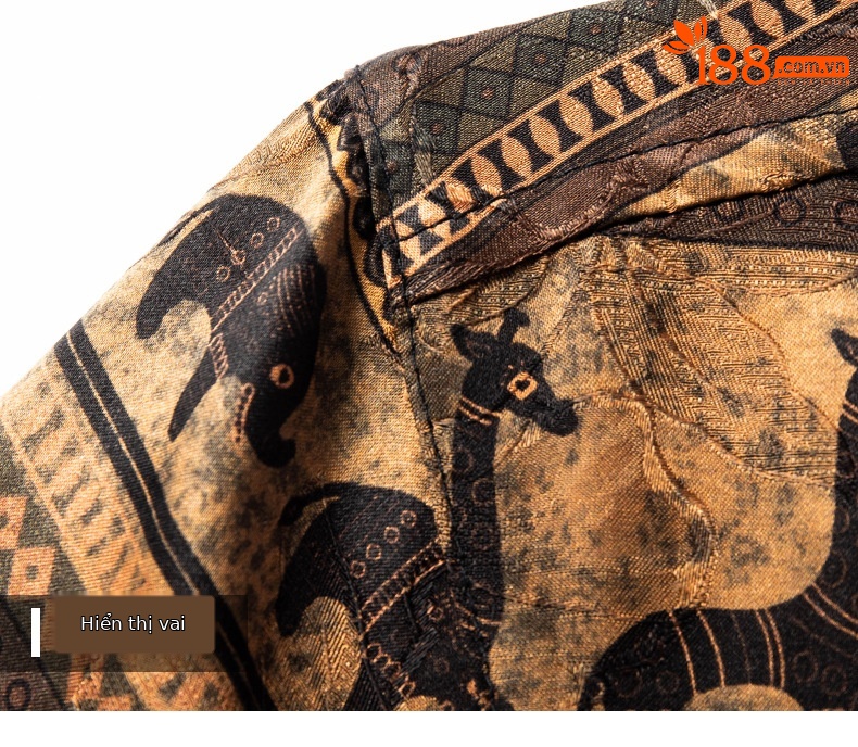 Áo sơ mi nam ngắn tay lụa Mulberry jacquard Hương Vân Sa — Cà phê 2657 chi tiết 15