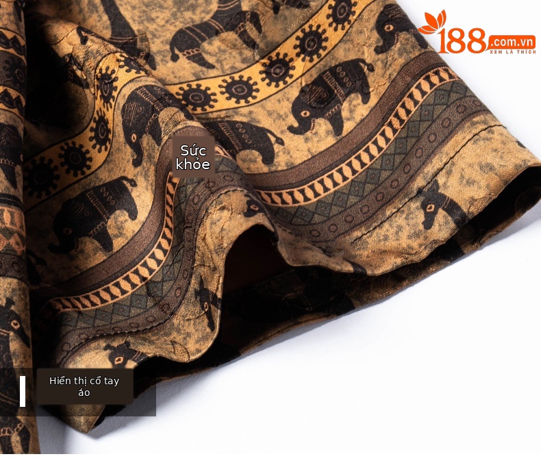 Áo sơ mi nam ngắn tay lụa Mulberry jacquard Hương Vân Sa — Cà phê 2657 chi tiết 17
