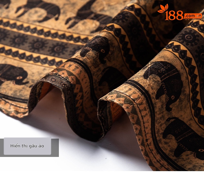 Áo sơ mi nam ngắn tay lụa Mulberry jacquard Hương Vân Sa — Cà phê 2657 chi tiết 18