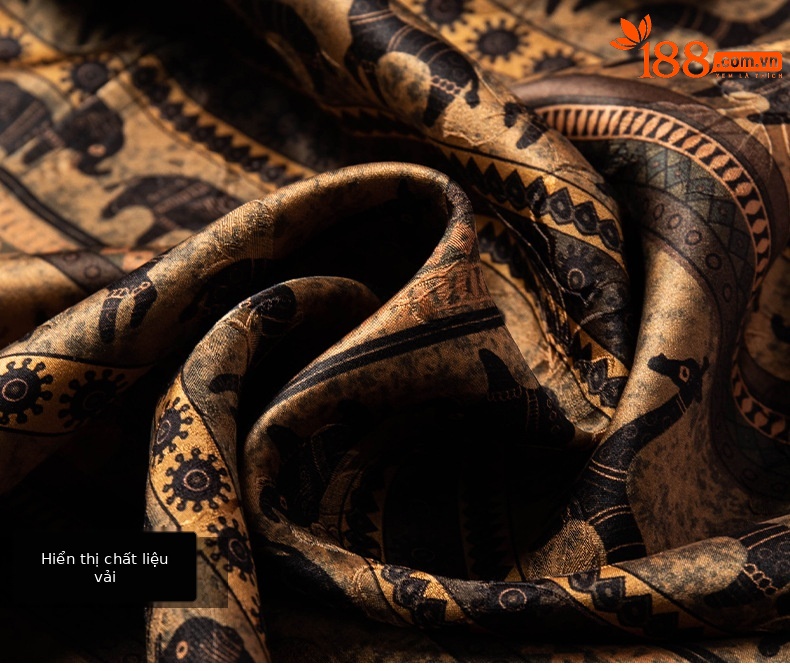 Áo sơ mi nam ngắn tay lụa Mulberry jacquard Hương Vân Sa — Cà phê 2657 chi tiết 19