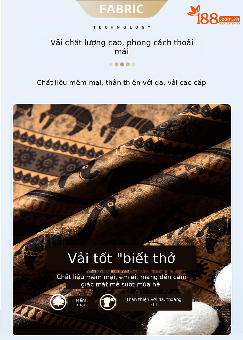 Áo sơ mi nam ngắn tay lụa Mulberry jacquard Hương Vân Sa — Cà phê 2657 chi tiết 3