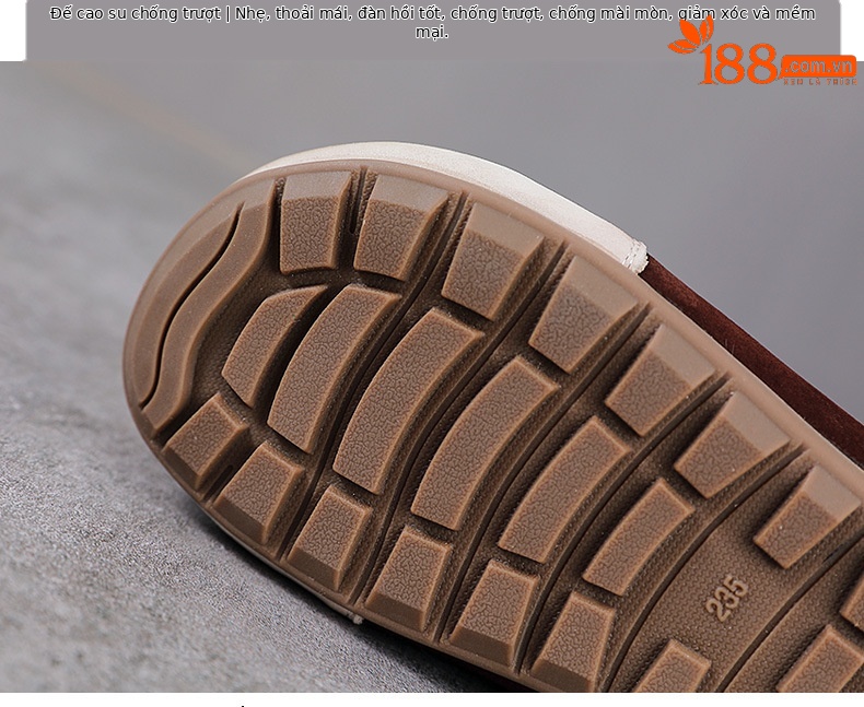 Giày sneaker nữ da thật phối màu cổ điển, đục lỗ thoáng khí, đế êm — màu nâu chi tiết 7