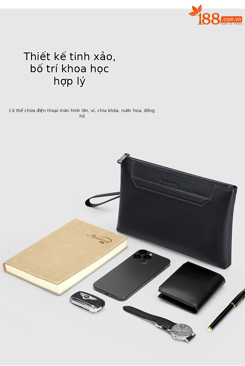 Túi clutch nam cầm tay phong cách thư giãn, kiểu dáng phong bì cao cấp chi tiết 6