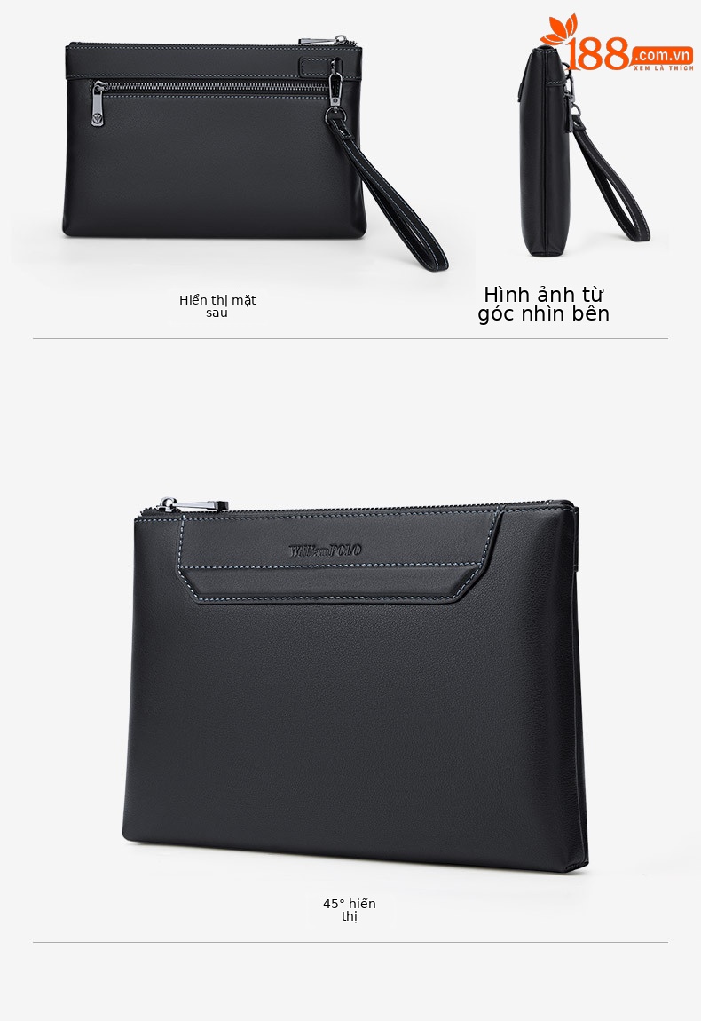 Túi clutch nam cầm tay phong cách thư giãn, kiểu dáng phong bì cao cấp chi tiết 11
