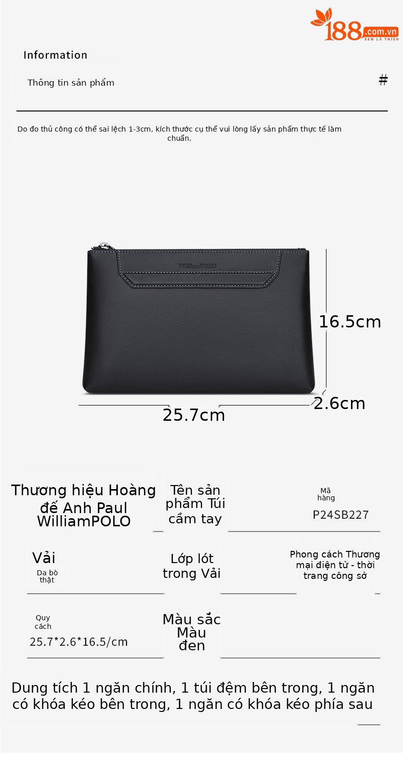 Túi clutch nam cầm tay phong cách thư giãn, kiểu dáng phong bì cao cấp chi tiết 9
