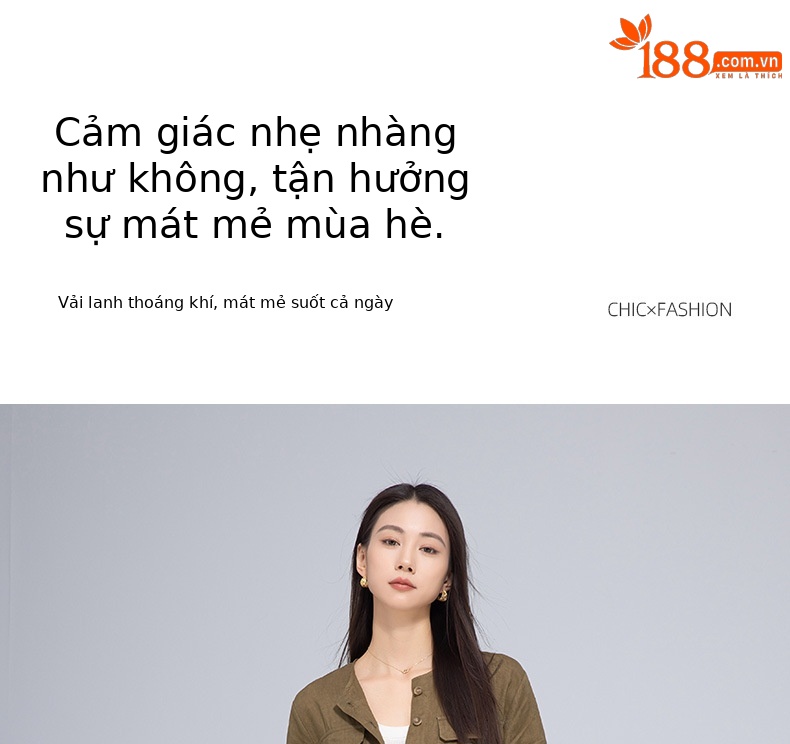 Đầm maxi nữ linen dáng rộng eo rút dây, thiết kế cắt may 3D — màu ô liu xanh chi tiết 6
