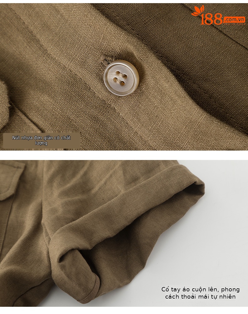 Đầm maxi nữ linen dáng rộng eo rút dây, thiết kế cắt may 3D — màu ô liu xanh chi tiết 21