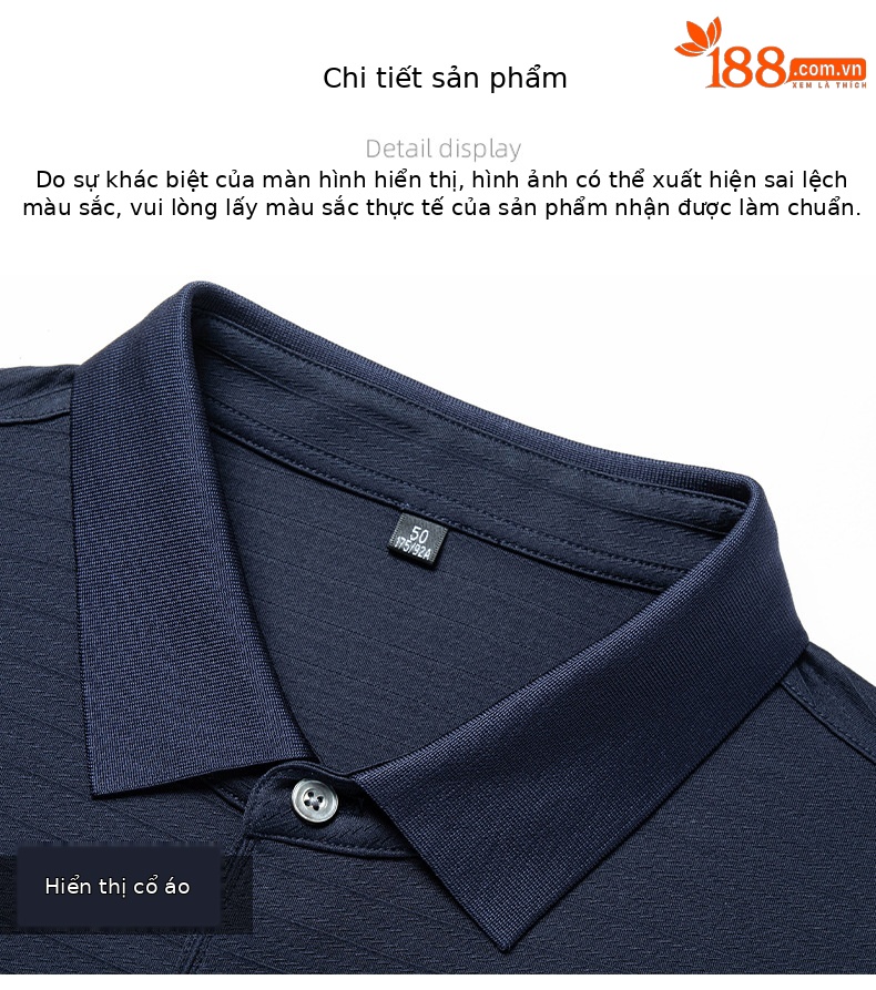 Áo thun tay ngắn nam chất lụa Mulberry cao cấp mùa hè — Màu xanh đậm W-83 chi tiết 12