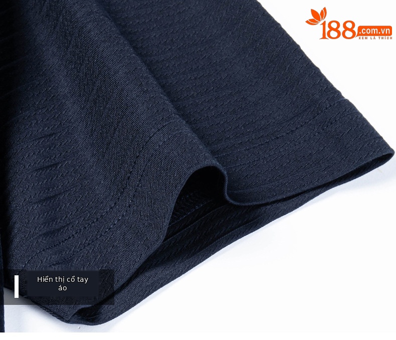 Áo thun tay ngắn nam chất lụa Mulberry cao cấp mùa hè — Màu xanh đậm W-83 chi tiết 15