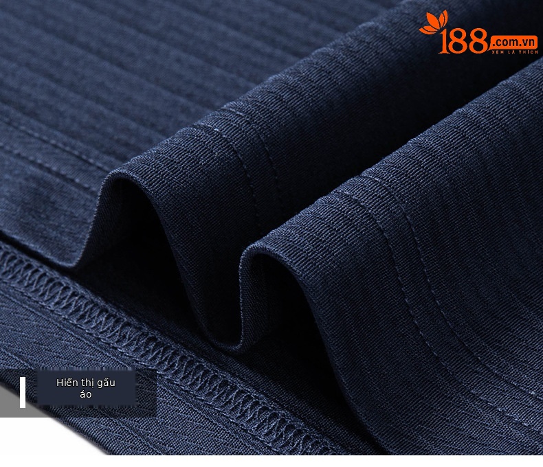 Áo thun tay ngắn nam chất lụa Mulberry cao cấp mùa hè — Màu xanh đậm W-83 chi tiết 16