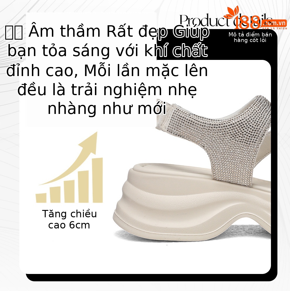 Sandal cao gót nữ đế xuồng đính đá phong cách Hàn Quốc — 6081 Màu be, 6081 Da đen chi tiết 3