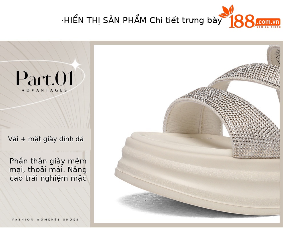 Sandal cao gót nữ đế xuồng đính đá phong cách Hàn Quốc — 6081 Màu be, 6081 Da đen chi tiết 9