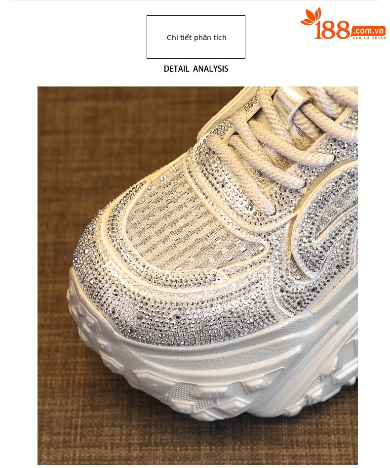 Giày sneaker nữ đế dày chunky lưới thoáng khí tăng chiều cao — màu trắng chi tiết 7