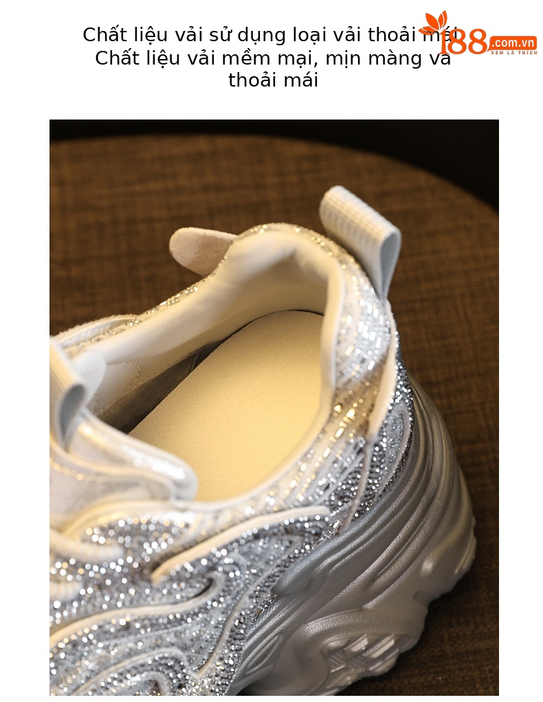 Giày sneaker nữ đế dày chunky lưới thoáng khí tăng chiều cao — màu trắng chi tiết 8