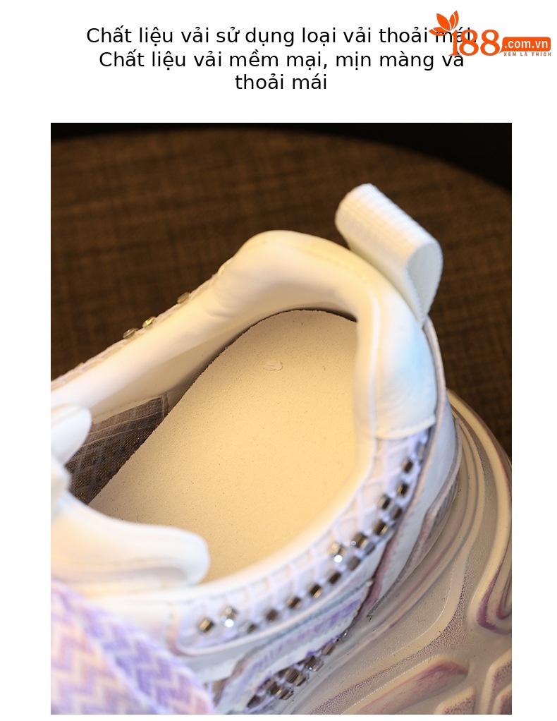 Giày sneaker nữ đế dày tăng chiều cao phong cách thể thao mùa hè — màu hồng chi tiết 7