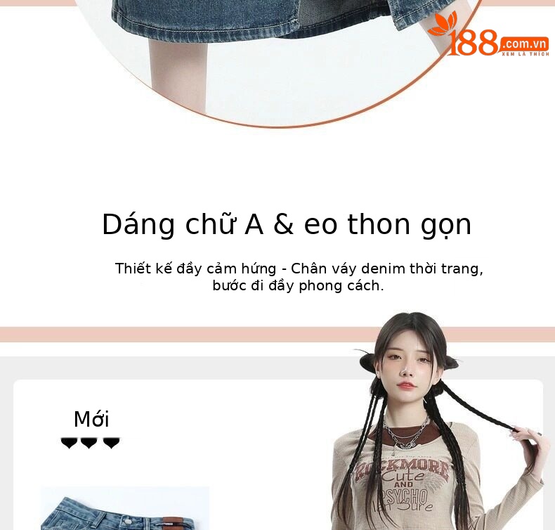Chân váy jean nữ dáng chữ A xẻ tà, dài midi, phong cách cổ điển — Màu xanh cổ điển chi tiết 4