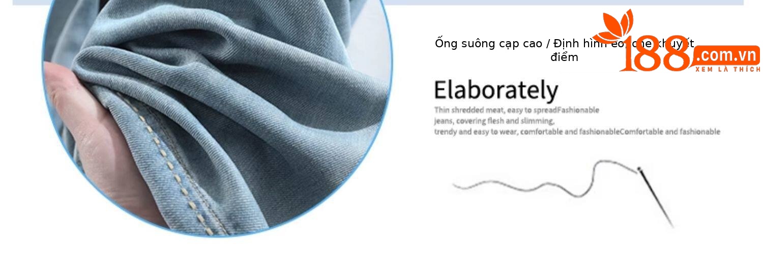 Quần jean ống rộng nữ cạp cao dáng suông vải Tencel xanh nhạt — Quần lửng màu xanh nhạt chi tiết 4
