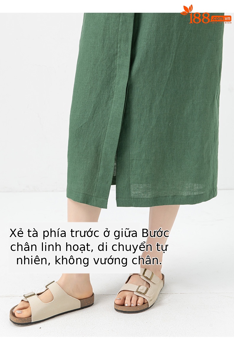 Đầm sơ mi nữ tay ngắn thắt eo chất liệu linen dáng dài — màu đen chi tiết 18