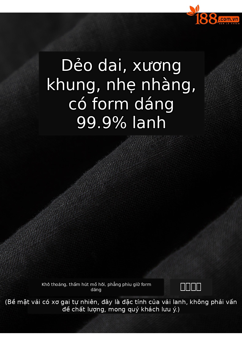 Đầm sơ mi nữ tay ngắn thắt eo chất liệu linen dáng dài — màu đen chi tiết 10