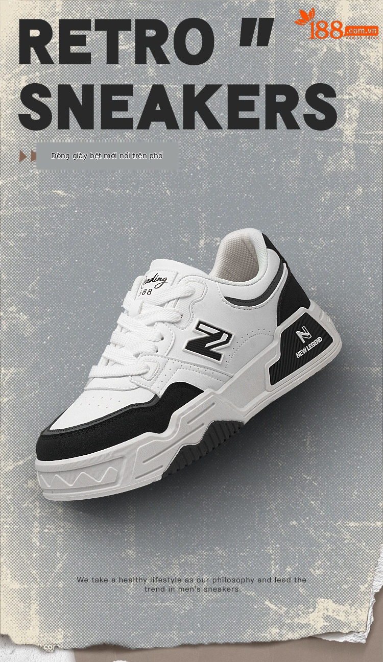 Giày sneaker nam phong cách Hàn Quốc, đế êm, form thể thao trắng basic — 688 Lúa mì chi tiết 2