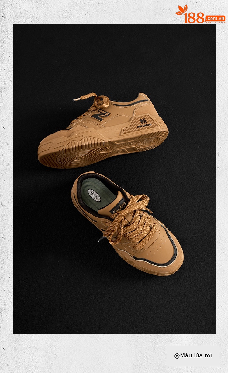 Giày sneaker nam phong cách Hàn Quốc, đế êm, form thể thao trắng basic — 688 Lúa mì chi tiết 12