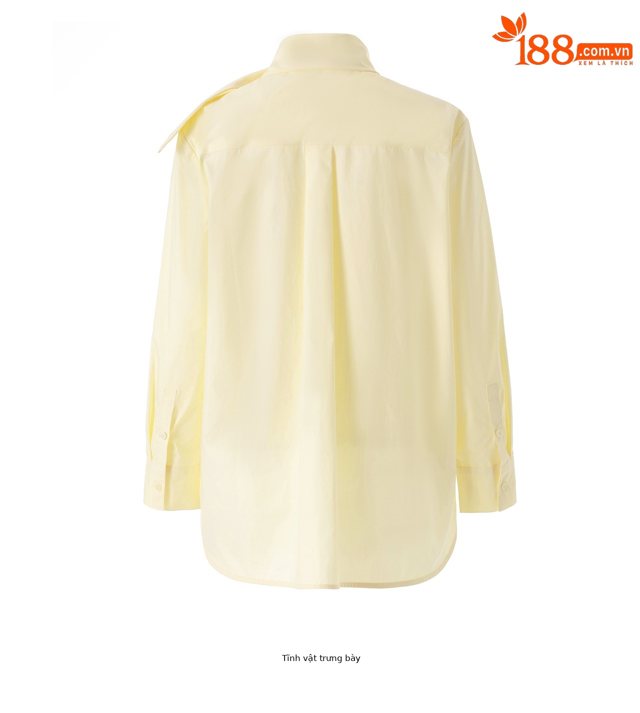 Áo sơ mi nữ dài tay cổ V phối dây rua, chất cotton mềm mại không nhăn — Vàng sữa chi tiết 25