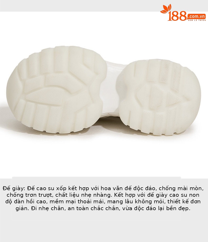 Giày sneaker nữ chunky đế dày đính đá rhinestone hở mũi quai ngang — Trắng, Bạc chi tiết 7