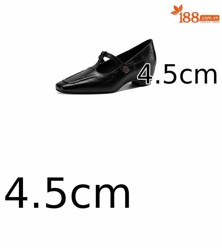 Giày Mary Jane nữ da cừu gót thấp 4.5 cm quai ngang có khóa — đen chi tiết 4