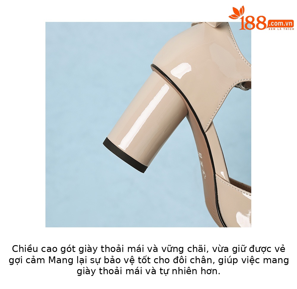Sandal cao gót nữ mũi tròn bít kiểu Pháp, quai ngang khóa một chữ, gót vuông ổn định — màu đen, Rượu vang đỏ, màu mơ chi tiết 7