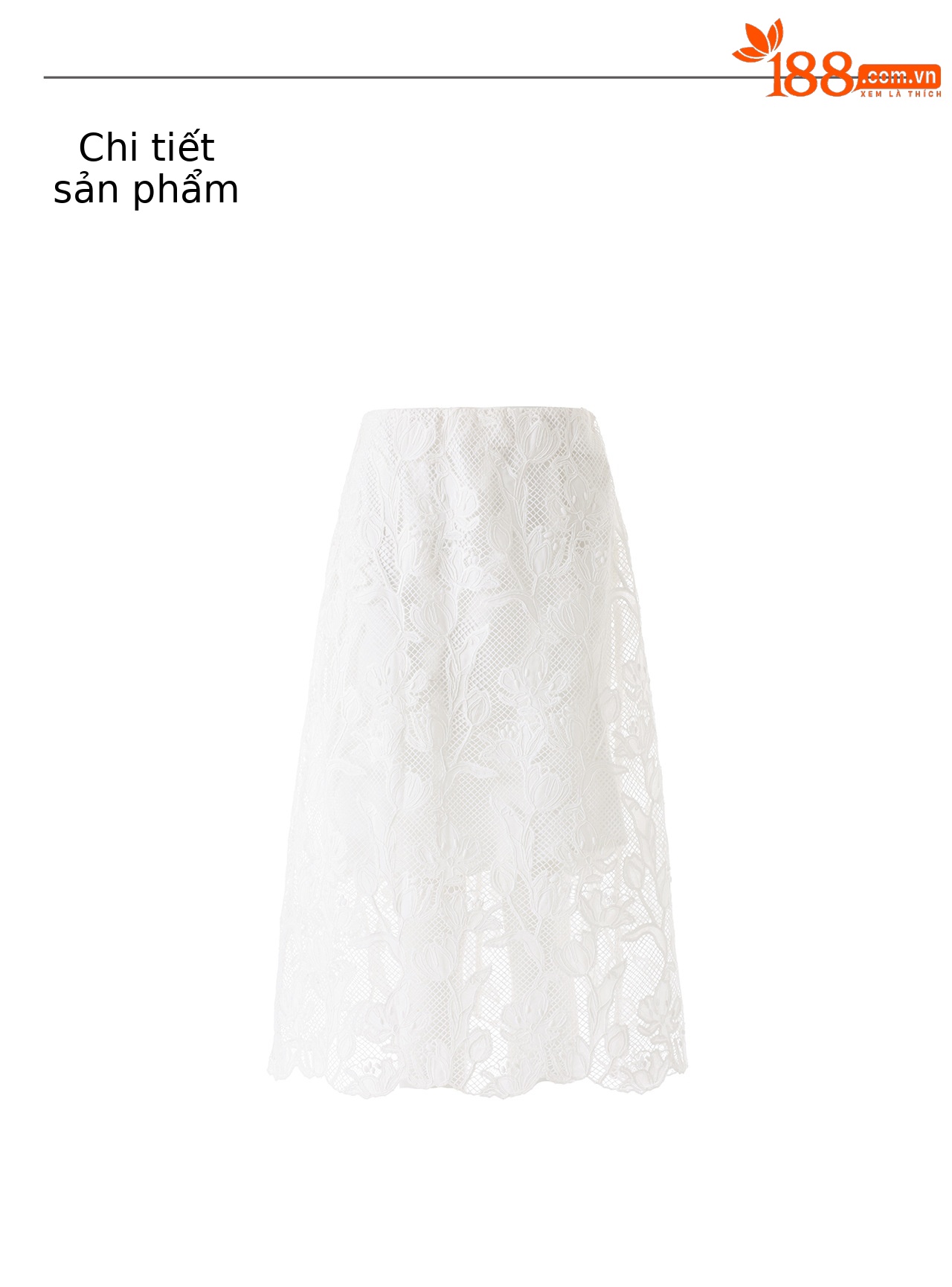 Chân váy midi xòe hoa nổi chất lụa sữa phong cách Pháp — màu trắng chi tiết 17