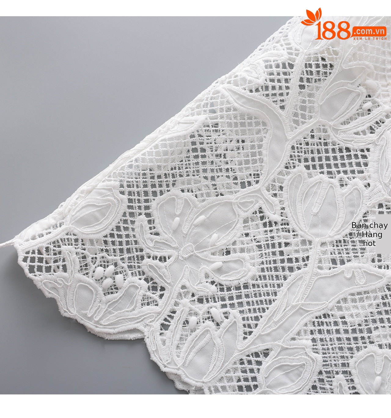 Chân váy midi xòe hoa nổi chất lụa sữa phong cách Pháp — màu trắng chi tiết 21