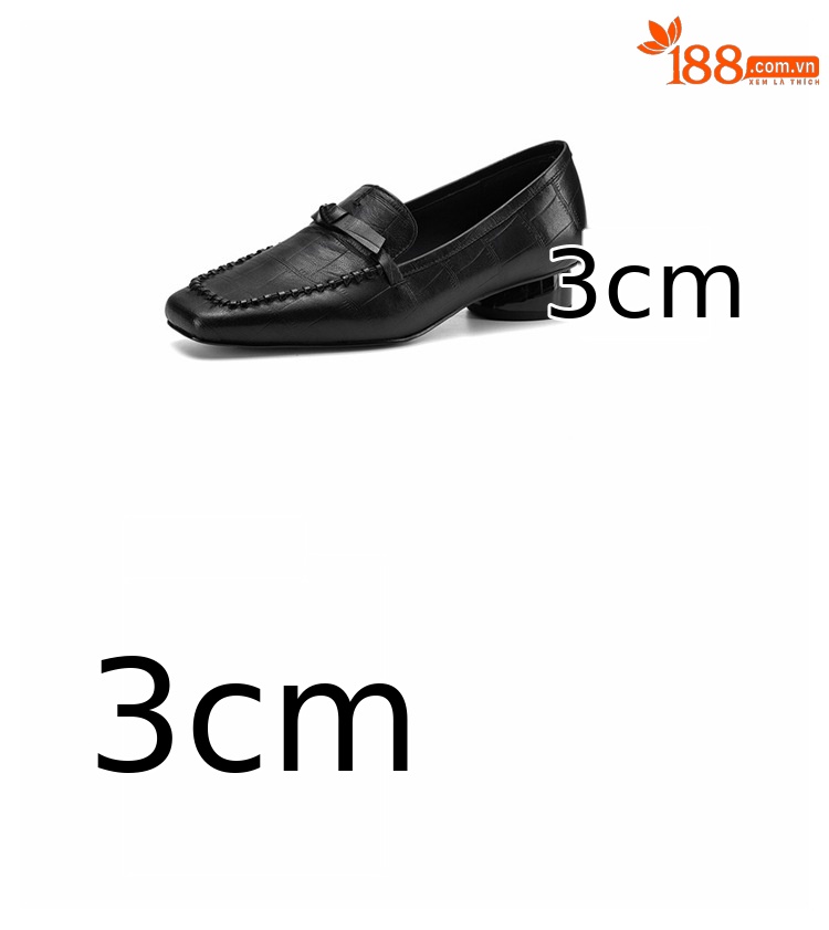 Giày lười nữ da cừu gót thấp 3 cm, mũi tròn dệt vintage, cổ sâu — đen chi tiết 3