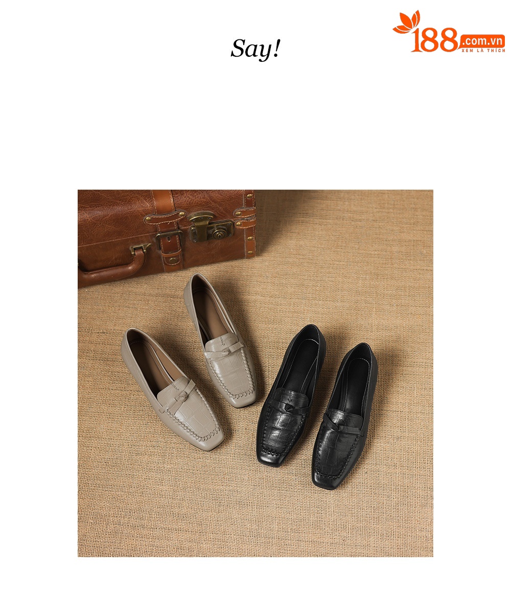 Giày lười nữ da cừu gót thấp 3 cm, mũi tròn dệt vintage, cổ sâu — đen chi tiết 16