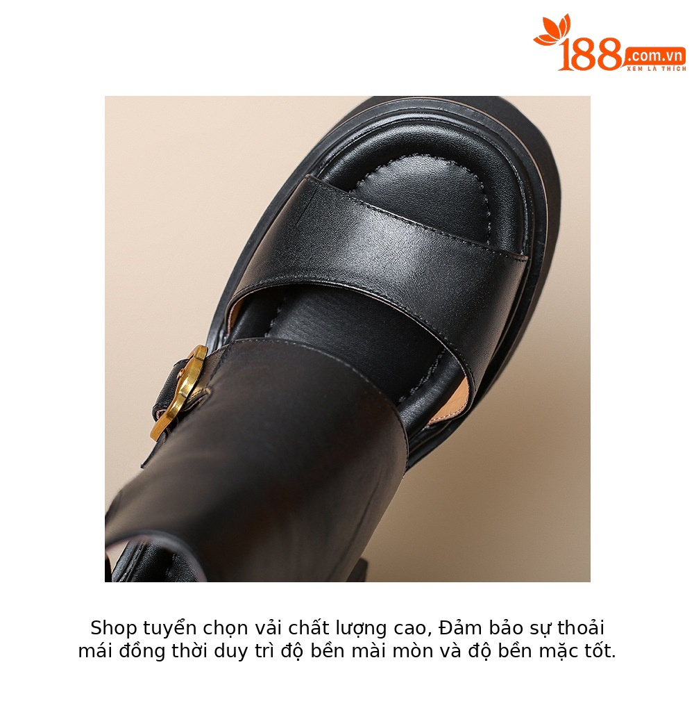 Sandal cao gót nữ da bò mũi hở quai khóa, gót 12 cm, cổ ngắn mùa hè — màu nâu, màu đen chi tiết 19