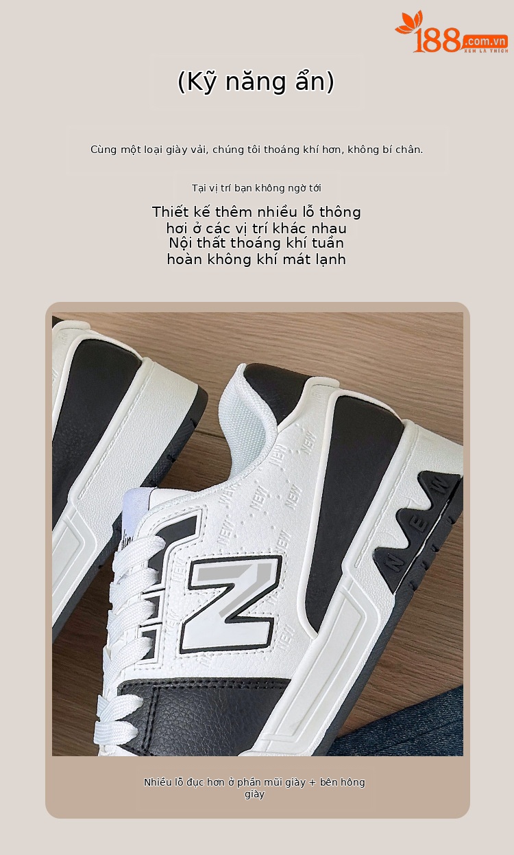 Giày sneaker nam nữ cổ thấp phong cách cổ điển phối màu đen trắng — 828 Đen Trắng chi tiết 4