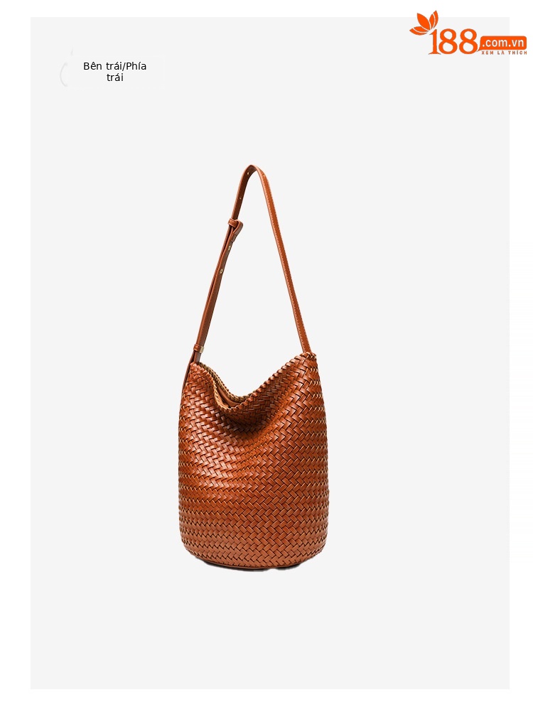 Túi bucket nữ đan móc thủ công dây rút, phong cách boho, đeo chéo hoặc xách tay, dung tích lớn chi tiết 14