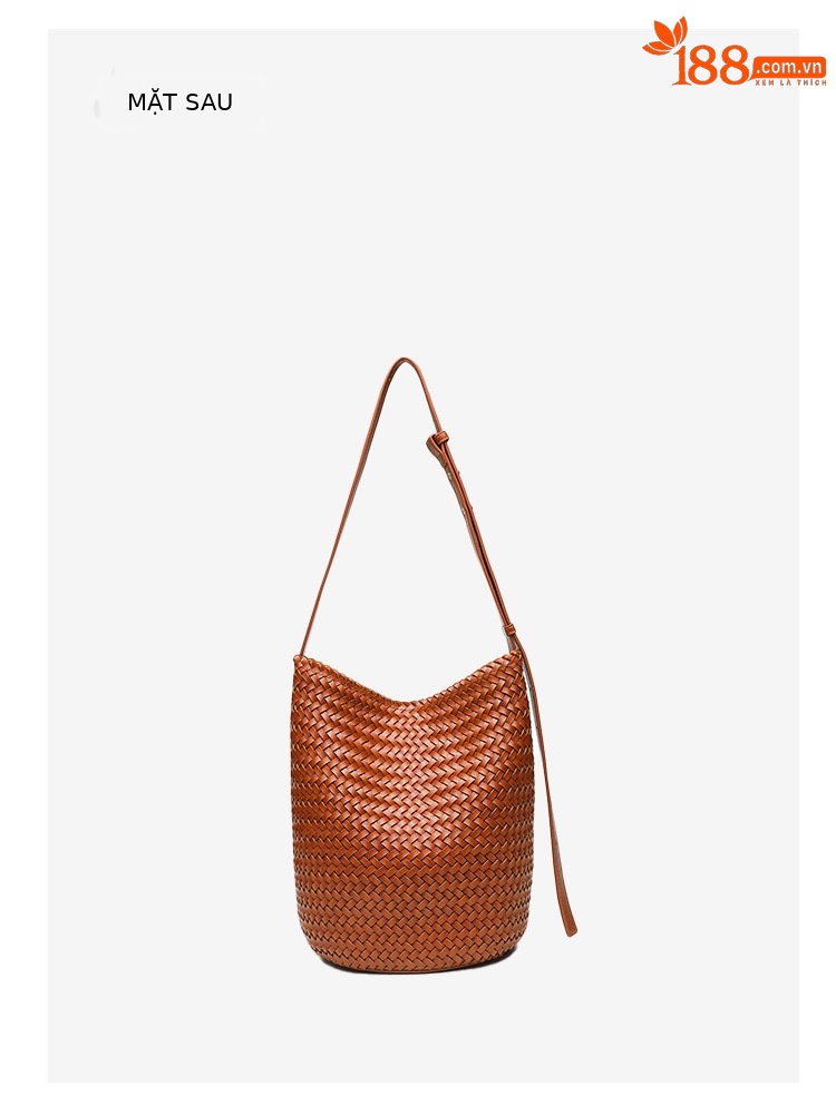 Túi bucket nữ đan móc thủ công dây rút, phong cách boho, đeo chéo hoặc xách tay, dung tích lớn chi tiết 16