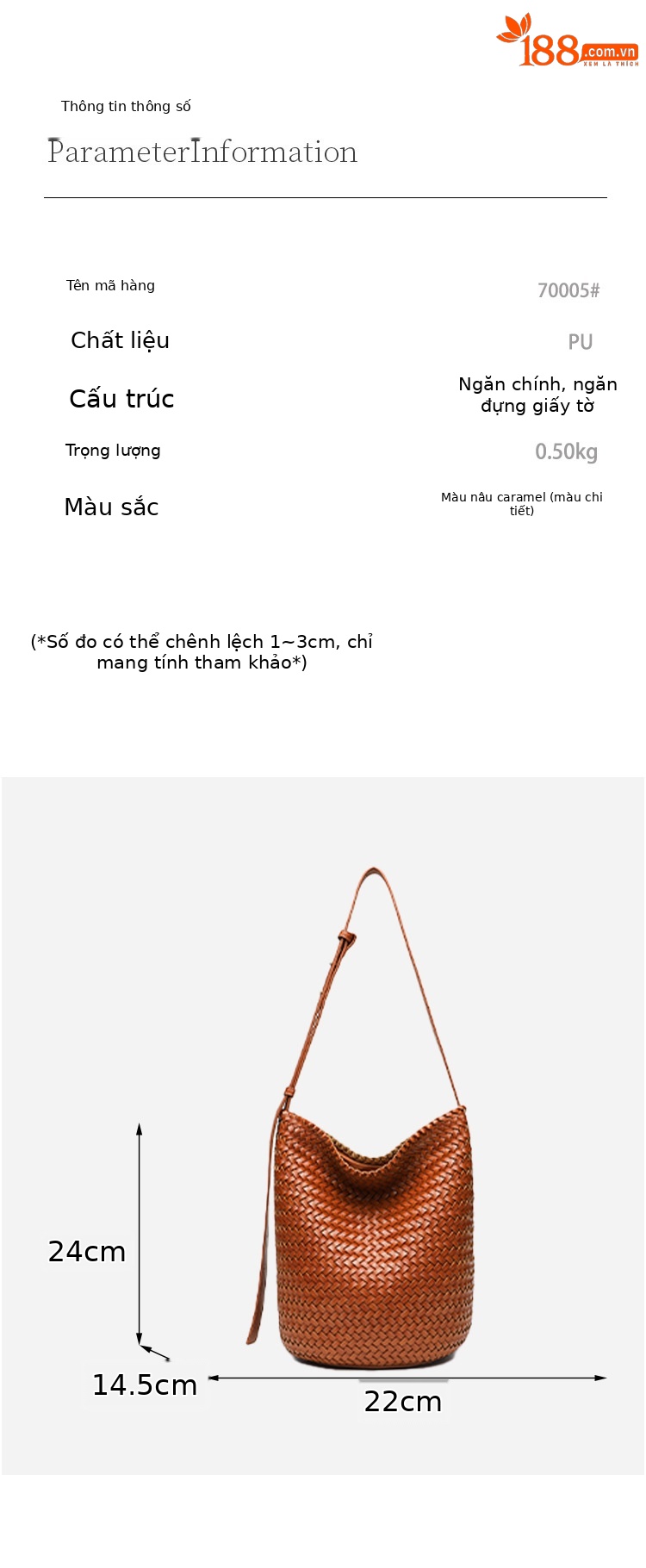 Túi bucket nữ đan móc thủ công dây rút, phong cách boho, đeo chéo hoặc xách tay, dung tích lớn chi tiết 10
