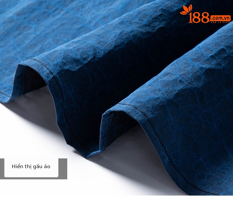 Áo sơ mi nam ngắn tay cổ đứng lụa phong cách Trung Hoa họa tiết rùa crack — Xanh da trời2688 chi tiết 16