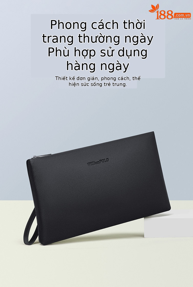 Túi clutch nam da thật phong bì cao cấp – kiểu cầm tay thời trang, dung tích lớn chi tiết 1