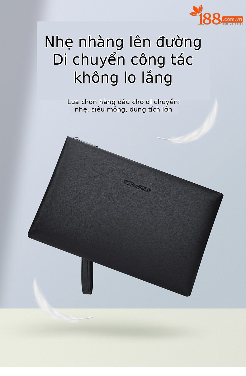 Túi clutch nam da thật phong bì cao cấp – kiểu cầm tay thời trang, dung tích lớn chi tiết 8