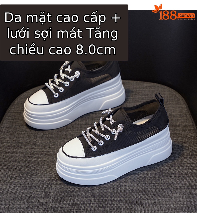 Giày sneaker nữ đế dày lưới thoáng khí tăng chiều cao mùa hè 2026 — M2227 Cam, M2227 Đen, M2227 Trắng chi tiết 2
