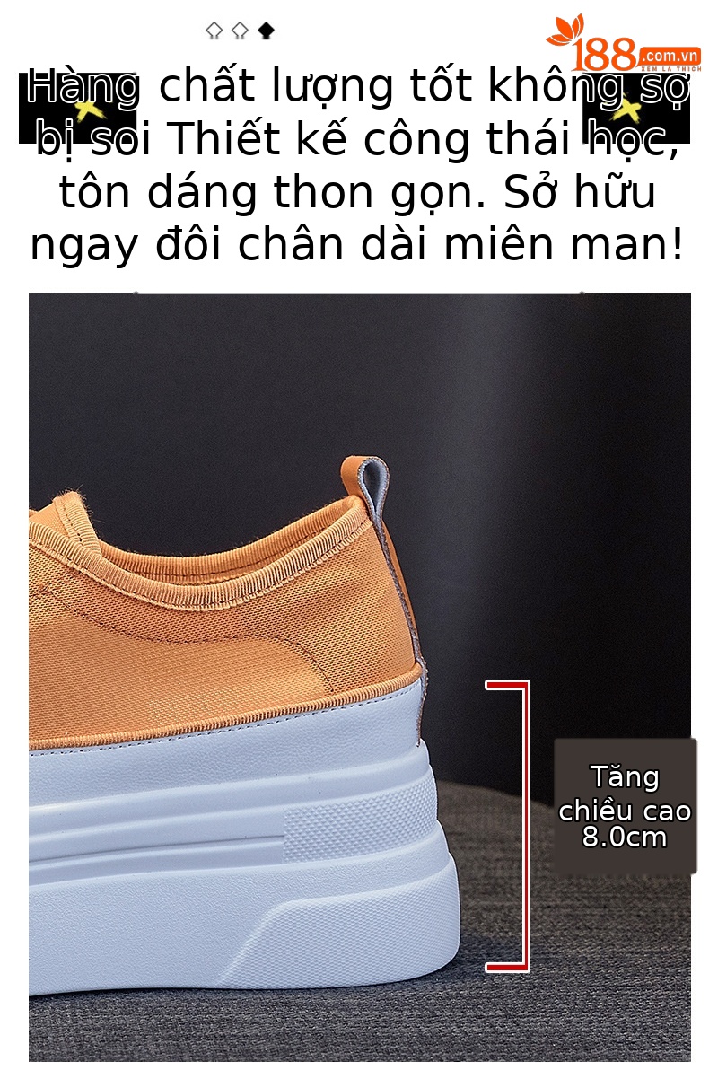 Giày sneaker nữ đế dày lưới thoáng khí tăng chiều cao mùa hè 2026 — M2227 Cam, M2227 Đen, M2227 Trắng chi tiết 7