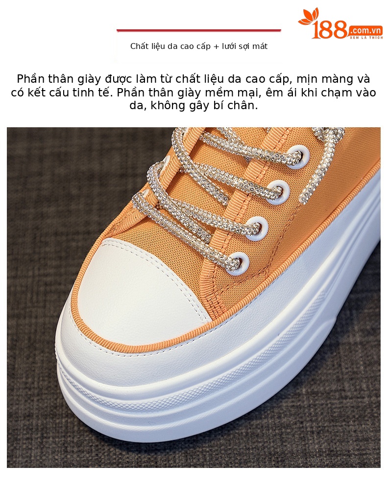 Giày sneaker nữ đế dày lưới thoáng khí tăng chiều cao mùa hè 2026 — M2227 Cam, M2227 Đen, M2227 Trắng chi tiết 8